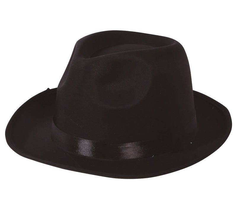 BLACK FABRIC GANGSTER HAT