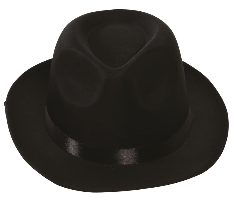 BLACK FABRIC GANGSTER HAT