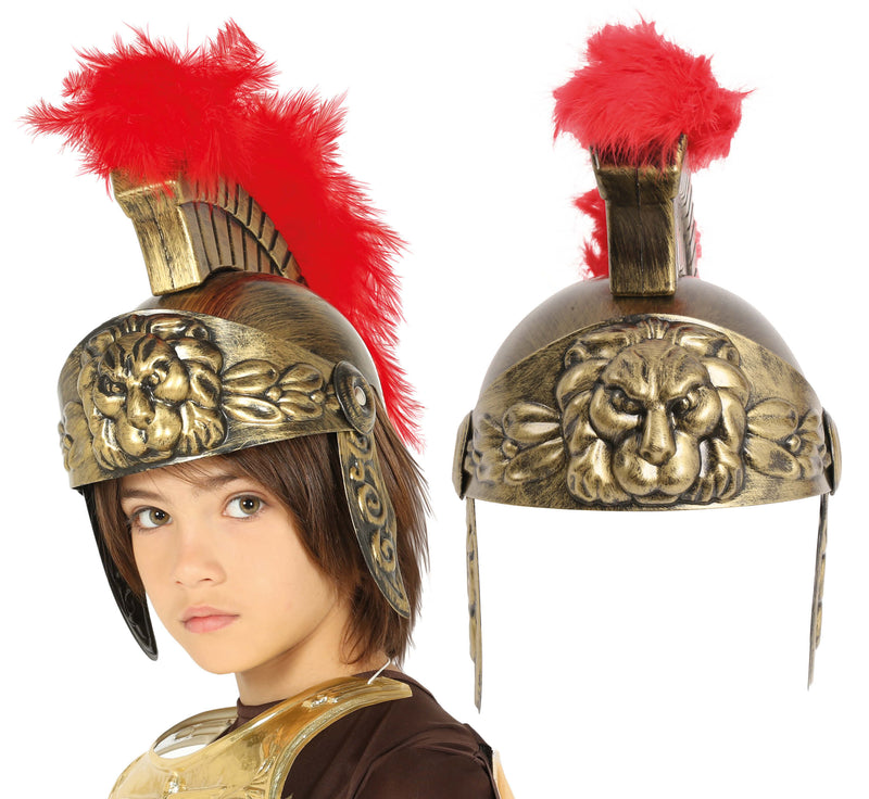 HELMET ROMAN CHILDREN GOLD WITH FEATHER