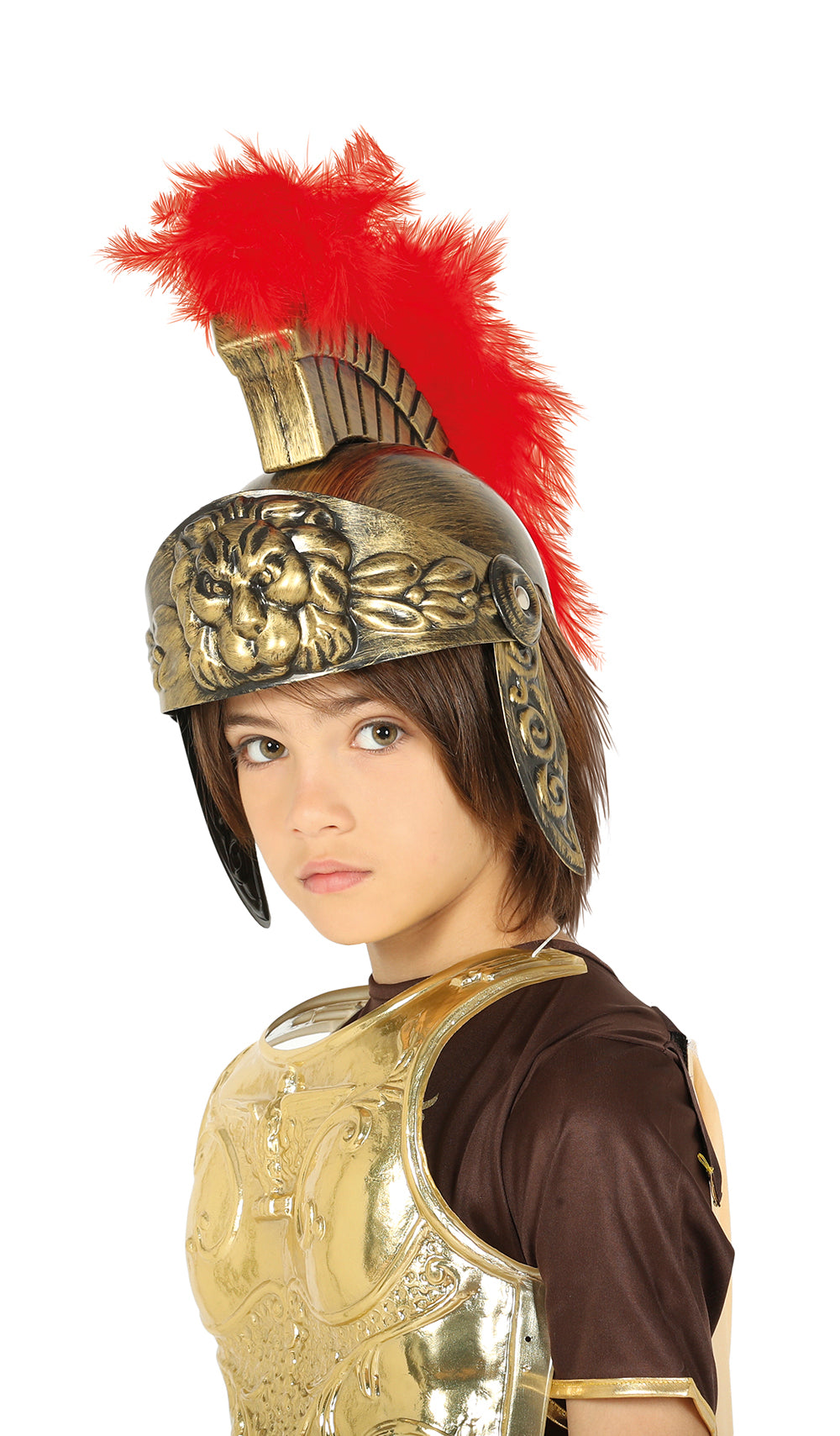 HELMET ROMAN CHILDREN GOLD WITH FEATHER