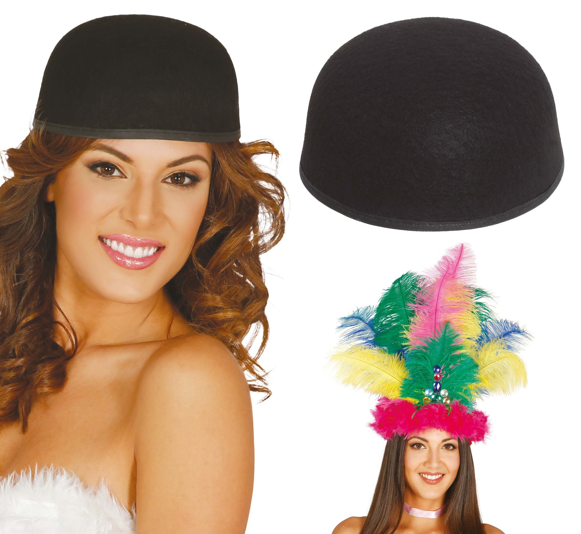 DECORATED BLACK FELT CAP