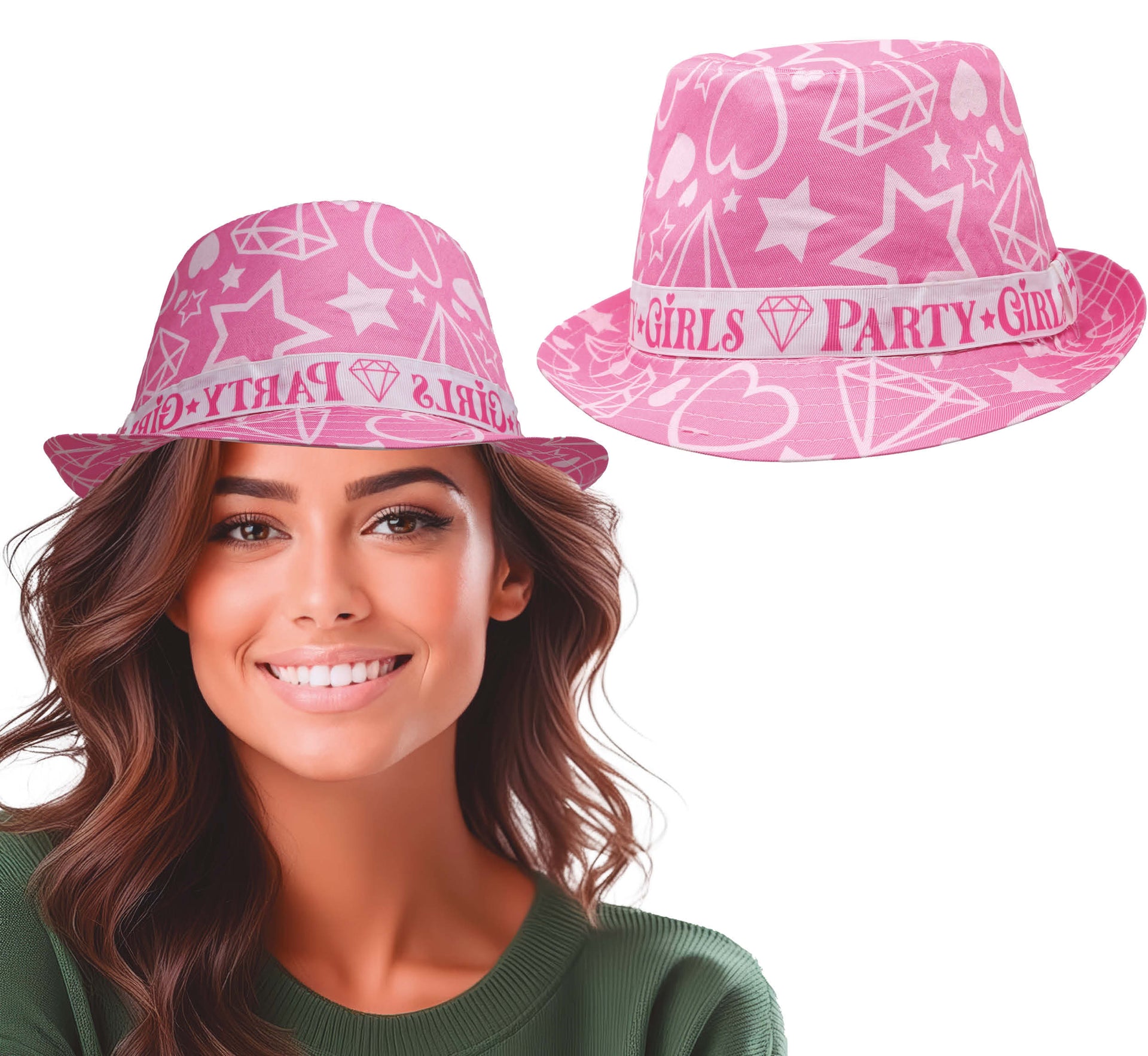 PARTY GIRLS PINK SUMMER HAT, ADULTS
