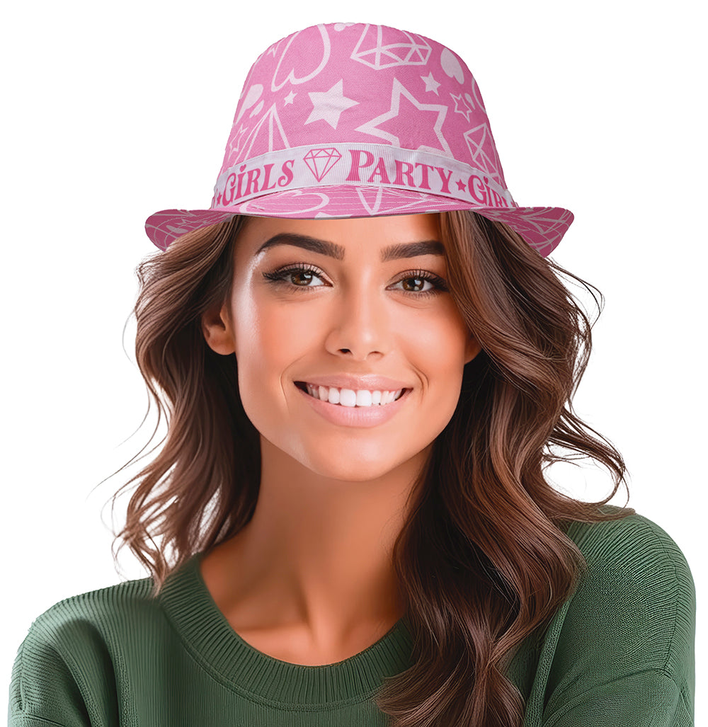 PARTY GIRLS PINK SUMMER HAT, ADULTS