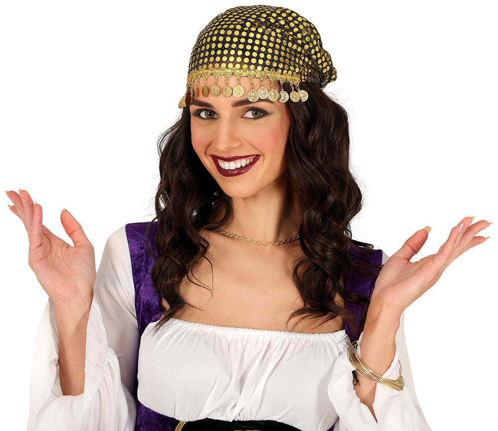 FORTUNE TELLER HEADSCARF WITH GOLD COINS, ADULTS