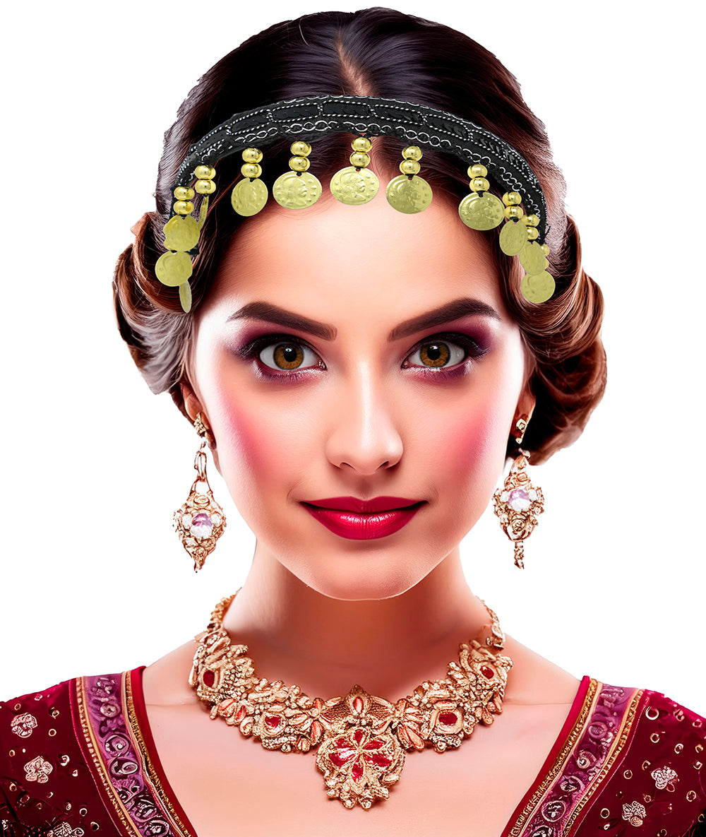 HEADBAND WITH GOLD COINS BLACK, ADULTS