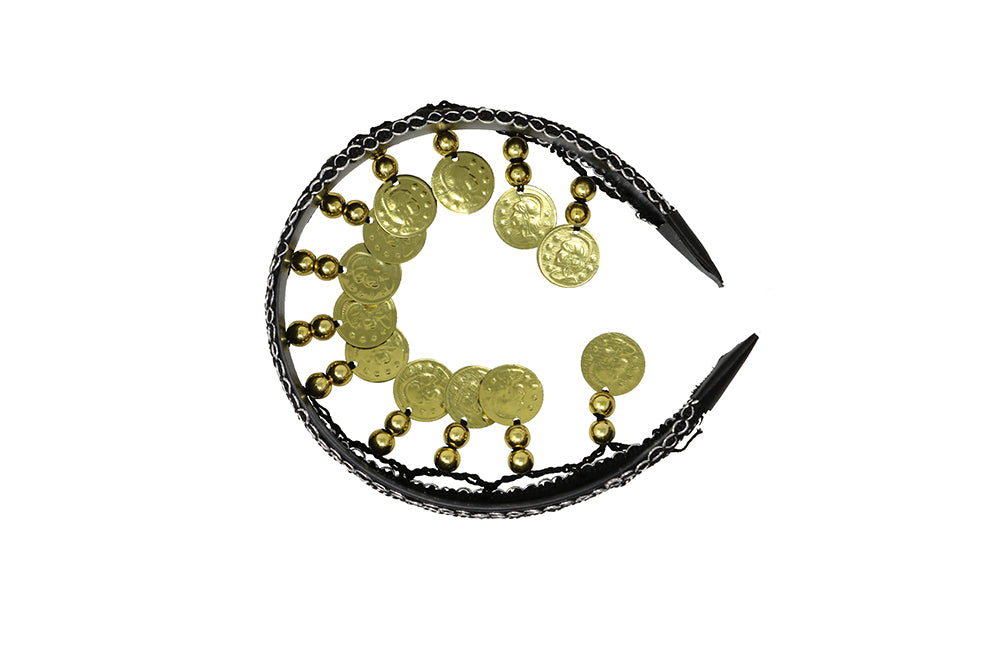 HEADBAND WITH GOLD COINS BLACK, ADULTS