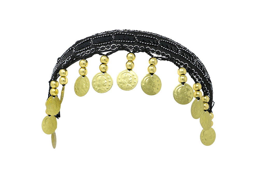 HEADBAND WITH GOLD COINS BLACK, ADULTS