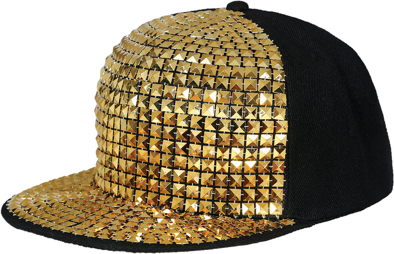RAPPER CAP WITH GOLDEN STUDS, ADULTS