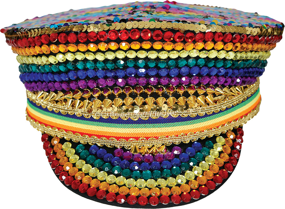 CAPTAIN HAT WITH COLORFUL JEWELS, ADULTS