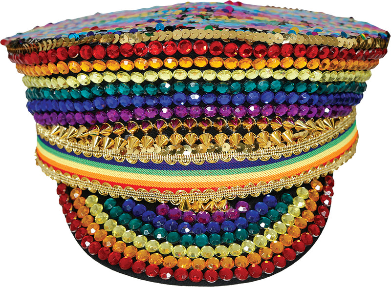 CAPTAIN HAT WITH COLORFUL JEWELS, ADULTS