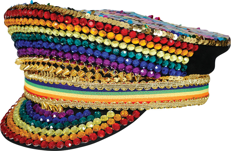 CAPTAIN HAT WITH COLORFUL JEWELS, ADULTS