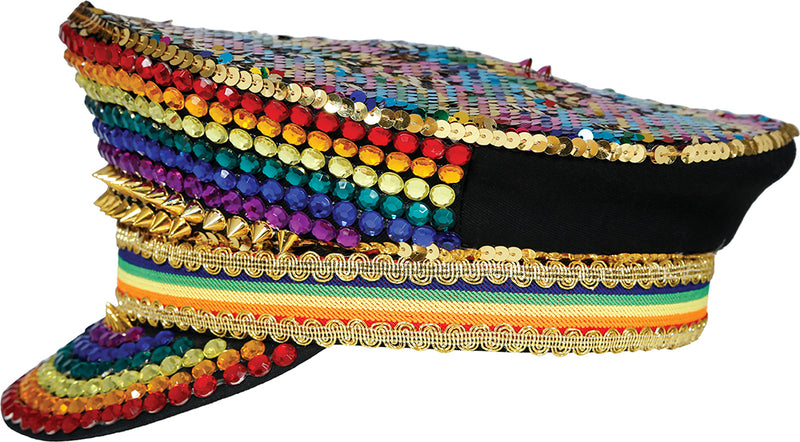 CAPTAIN HAT WITH COLORFUL JEWELS, ADULTS