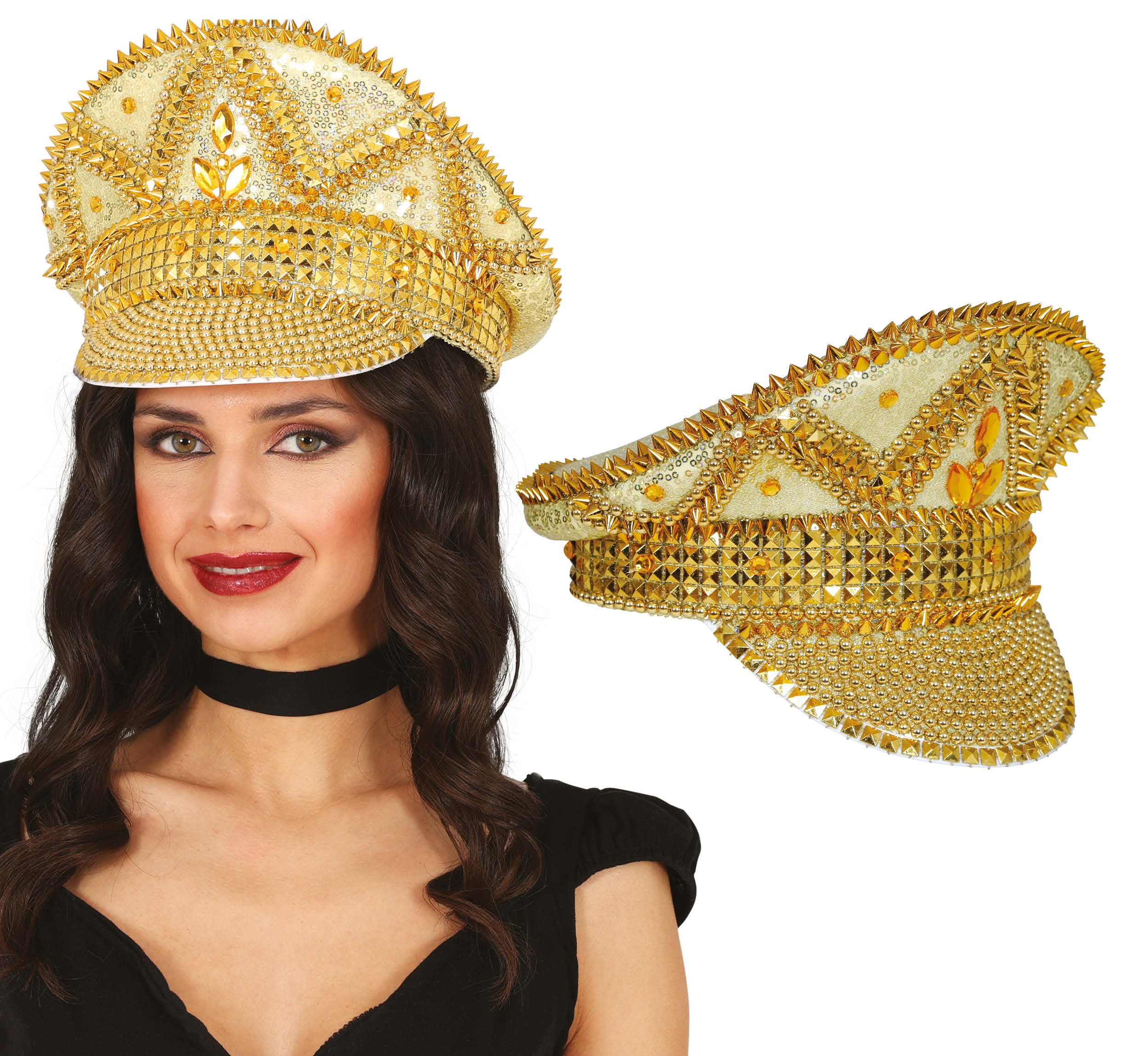 CAPTAIN HAT WITH GOLDEN JEWELS, ADULTS