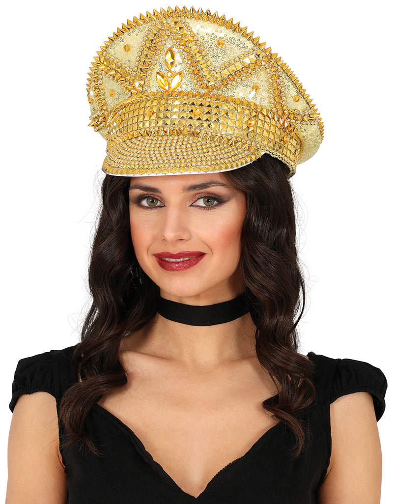 CAPTAIN HAT WITH GOLDEN JEWELS, ADULTS