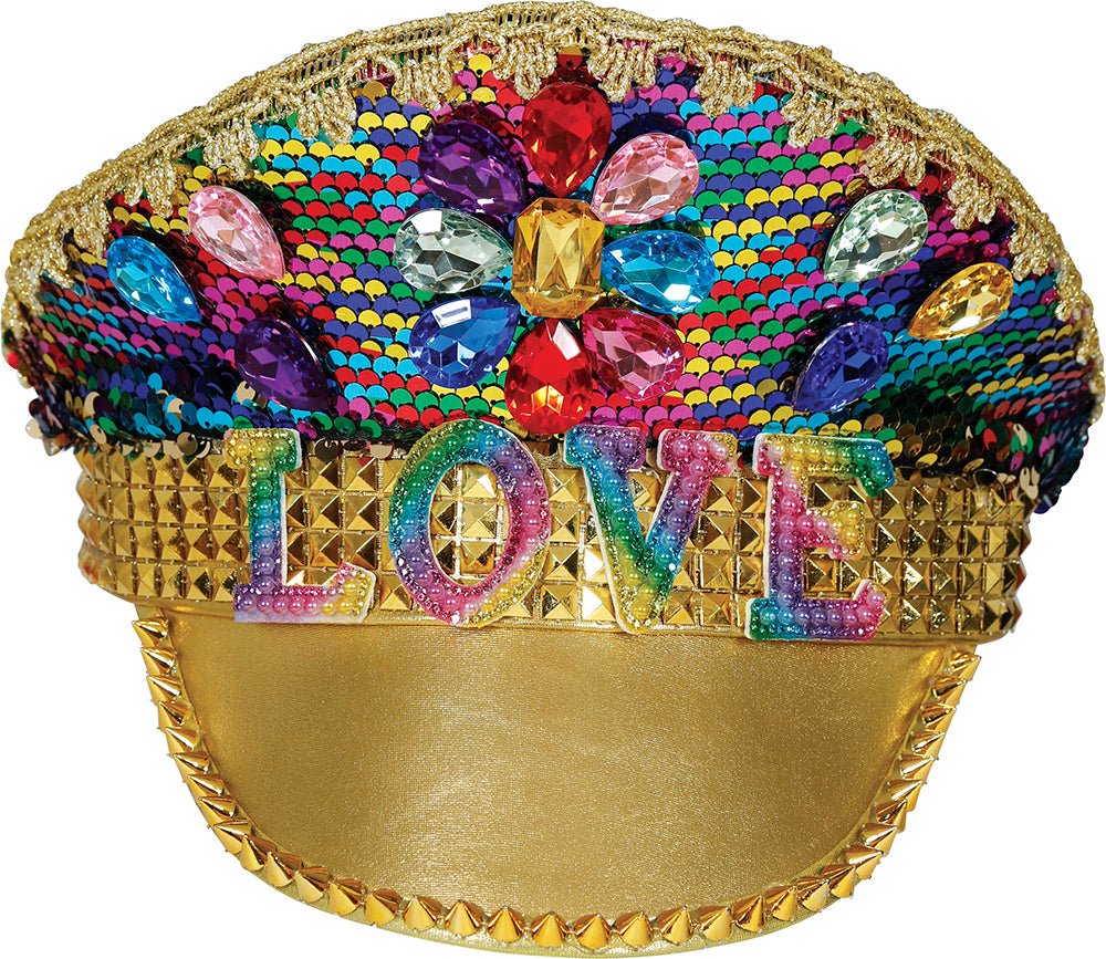 LOVE CAPTAIN HAT WITH COLORFUL JEWELS, ADULTS