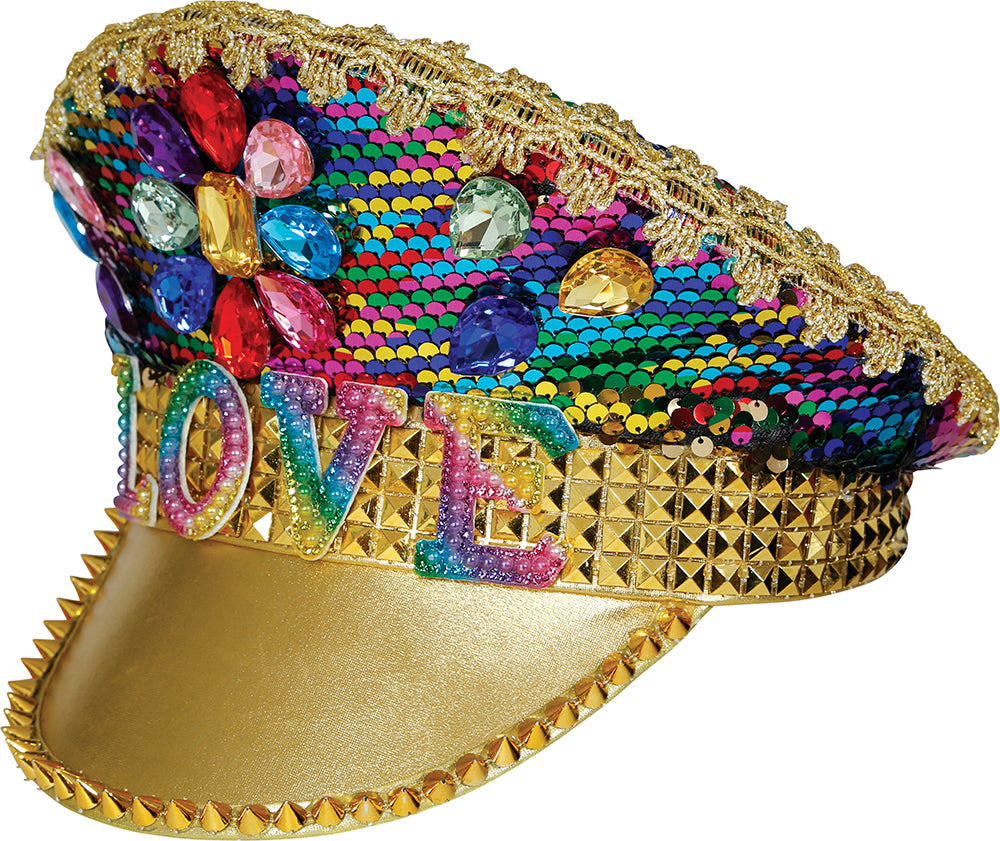 LOVE CAPTAIN HAT WITH COLORFUL JEWELS, ADULTS
