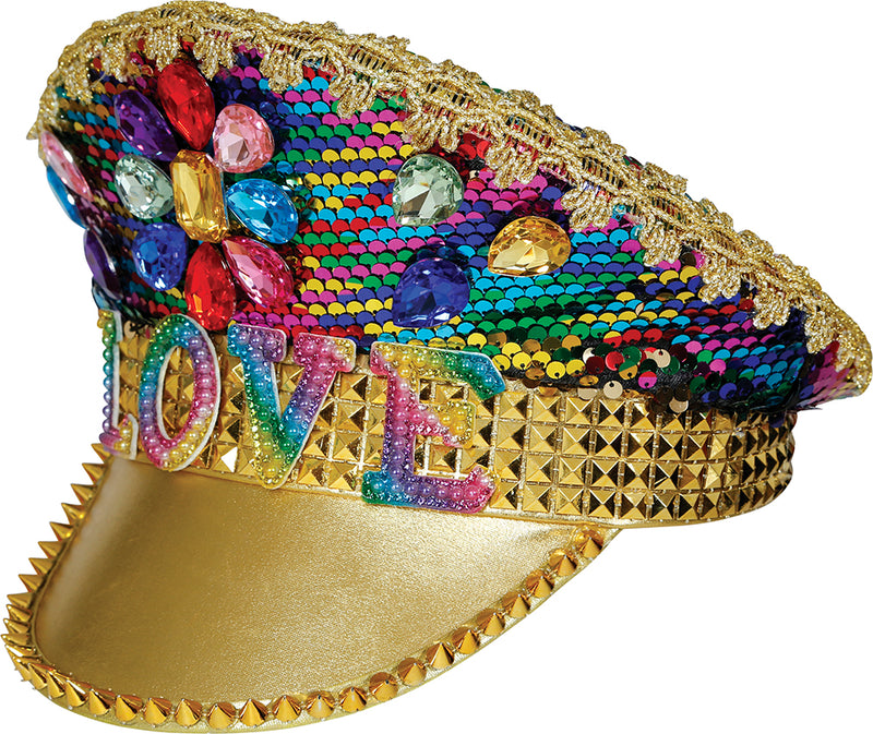 LOVE CAPTAIN HAT WITH COLORFUL JEWELS, ADULTS