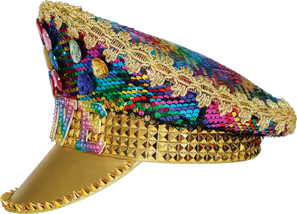LOVE CAPTAIN HAT WITH COLORFUL JEWELS, ADULTS