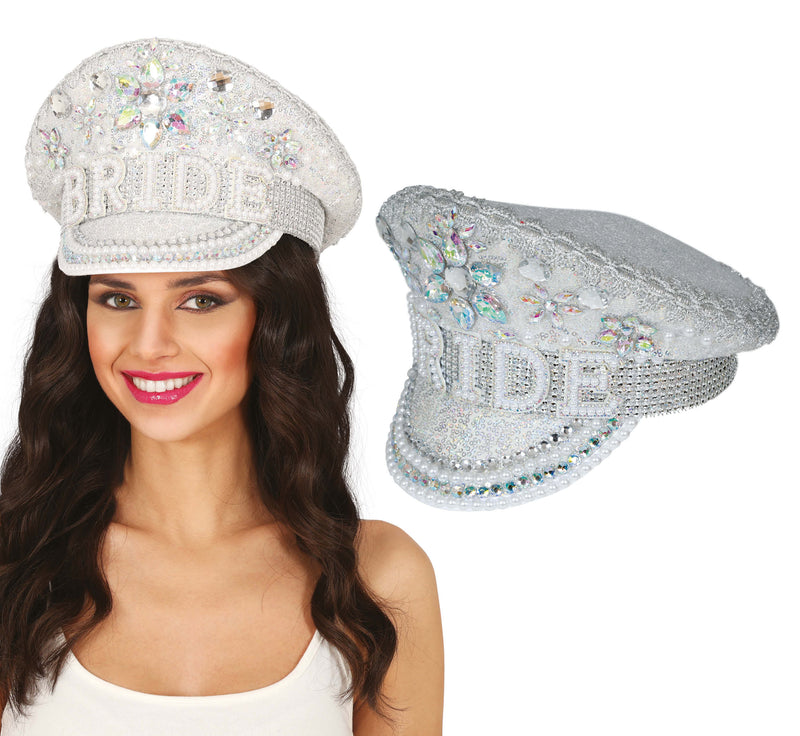 BRIDE CAPTAIN HAT WITH JEWELS, ADULTS