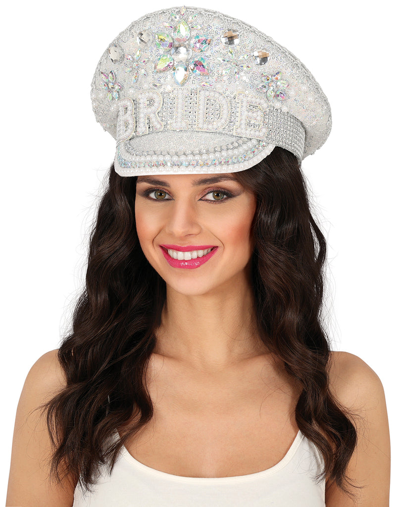 BRIDE CAPTAIN HAT WITH JEWELS, ADULTS