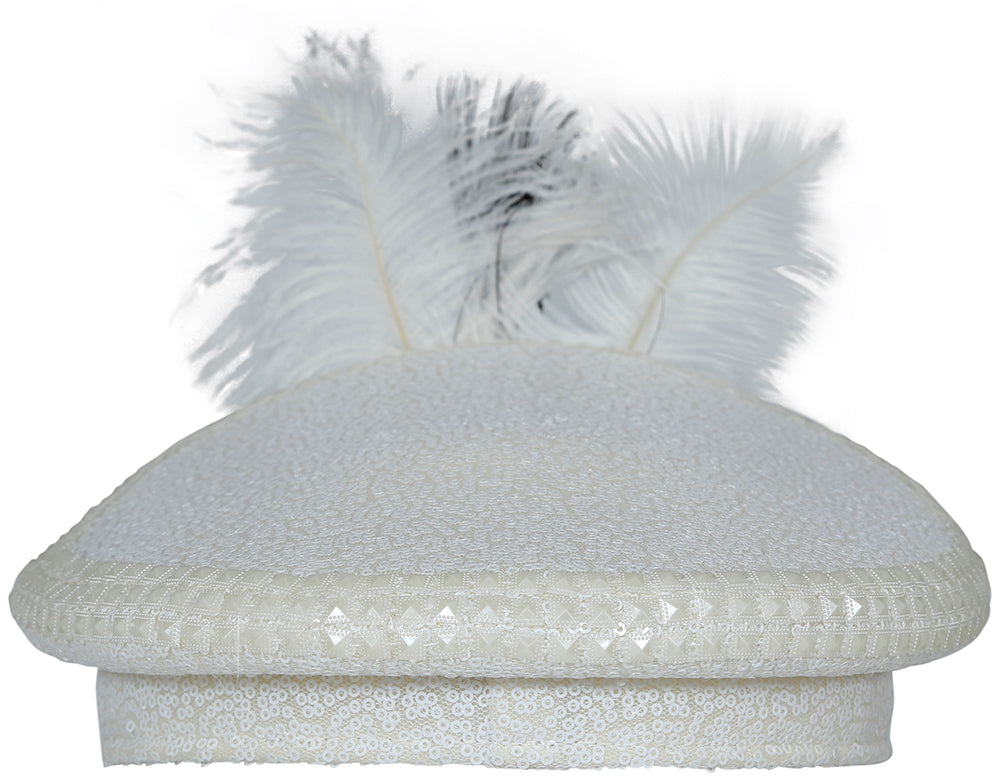 BRIDE CAPTAIN HAT WITH JEWELS FEATHER, ADULTS