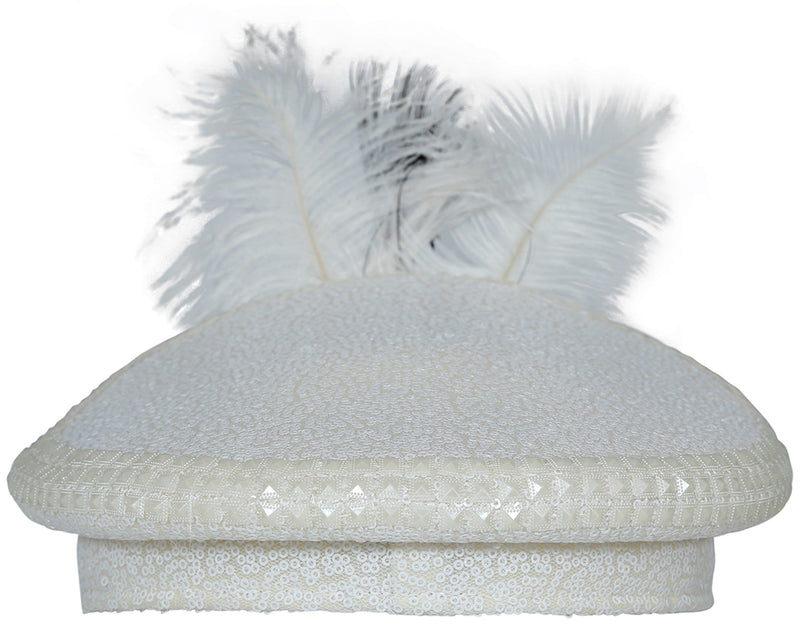 BRIDE CAPTAIN HAT WITH JEWELS FEATHER, ADULTS
