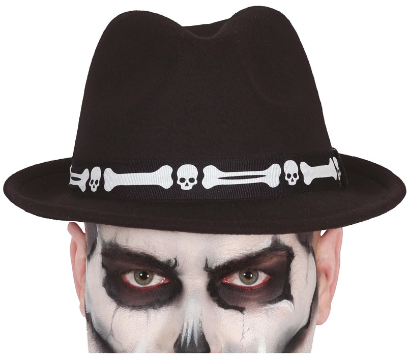 BLACK HAT WITH BONES