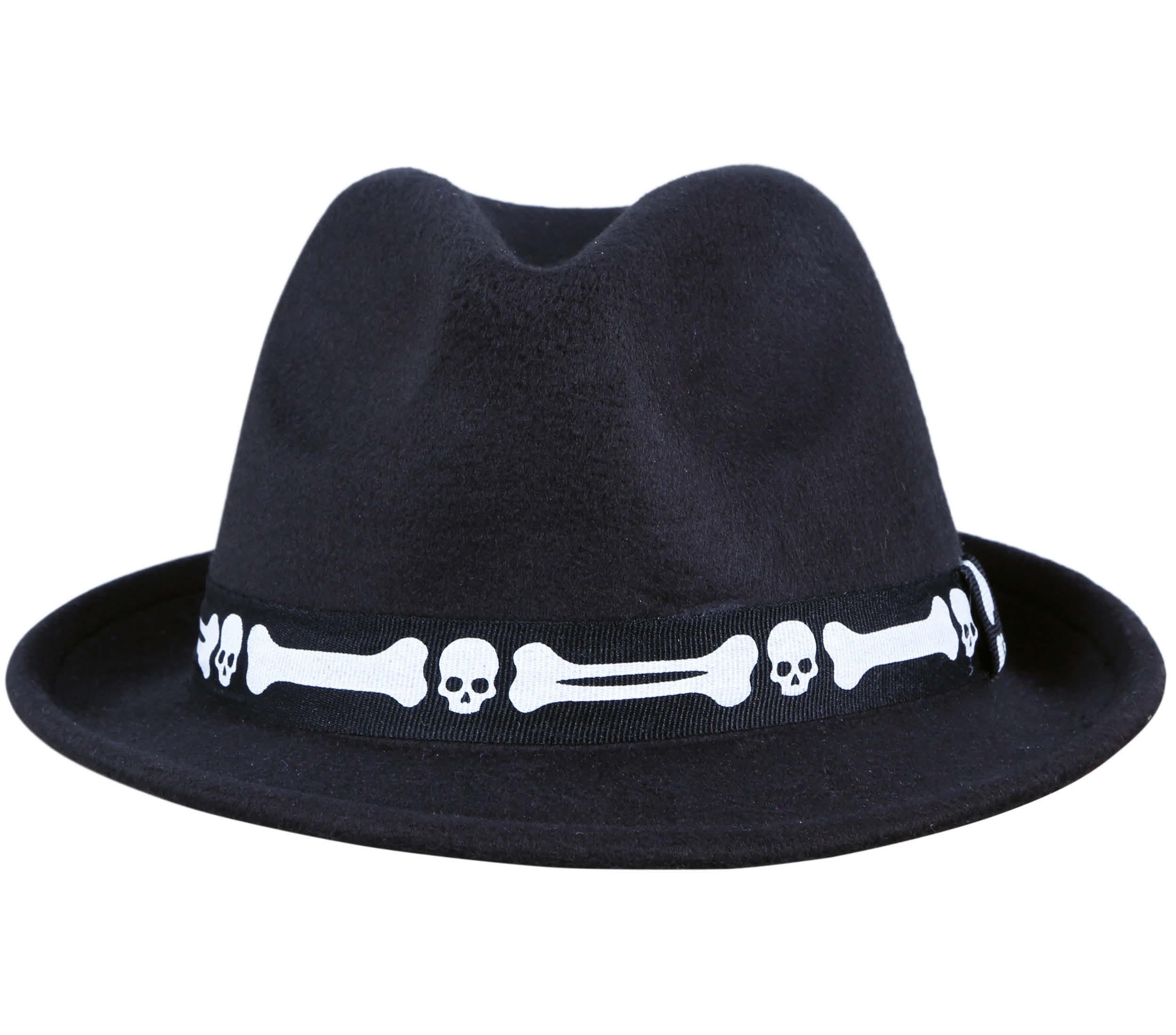 BLACK HAT WITH BONES