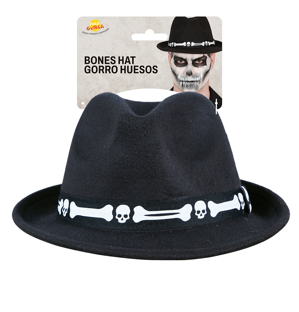 BLACK HAT WITH BONES