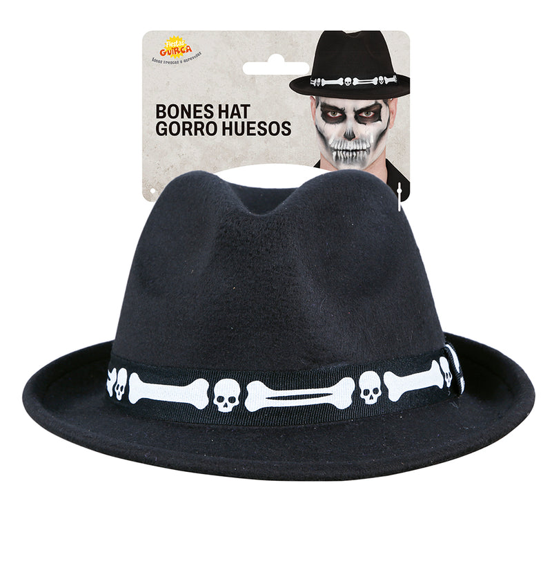 BLACK HAT WITH BONES