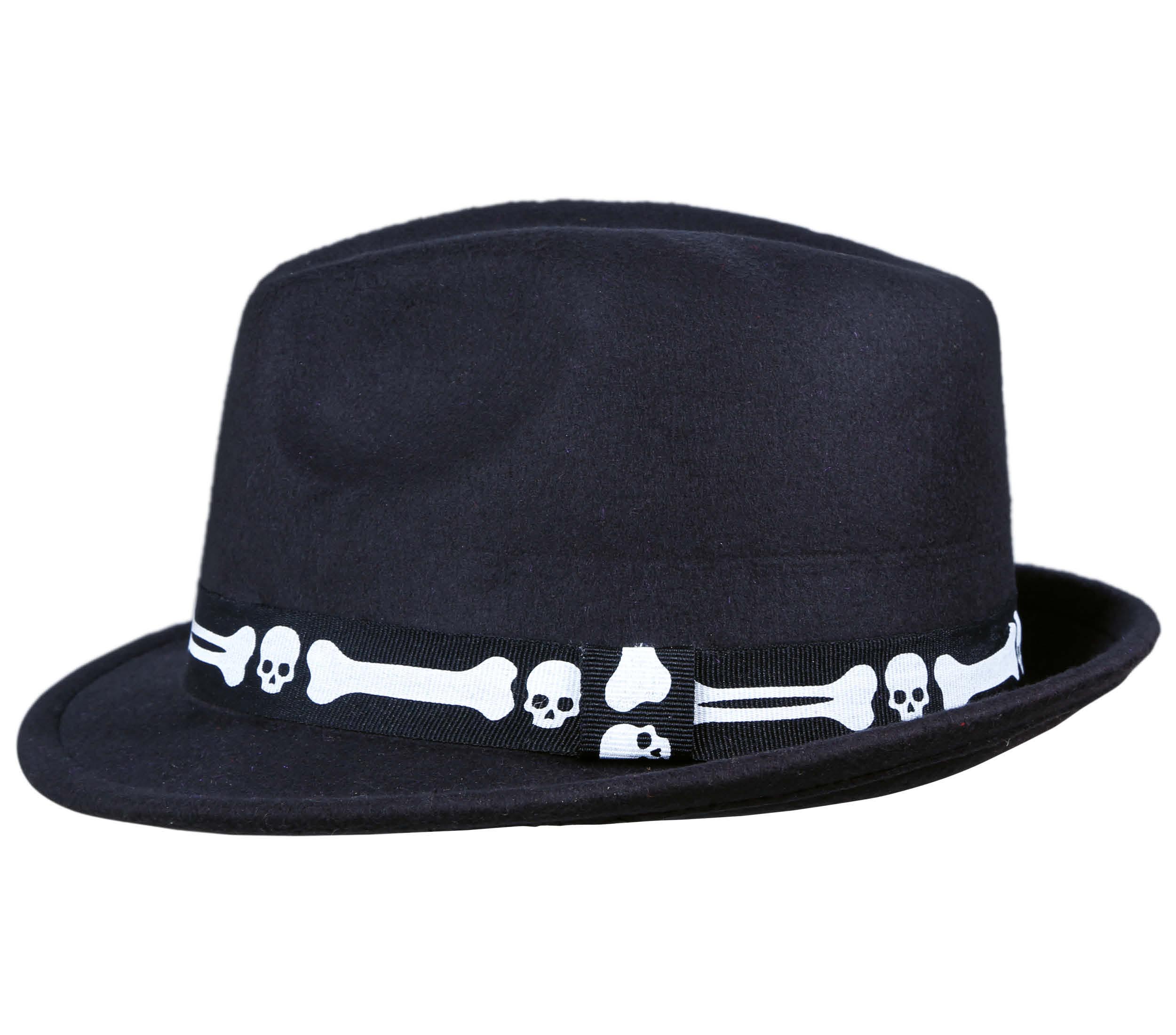 BLACK HAT WITH BONES