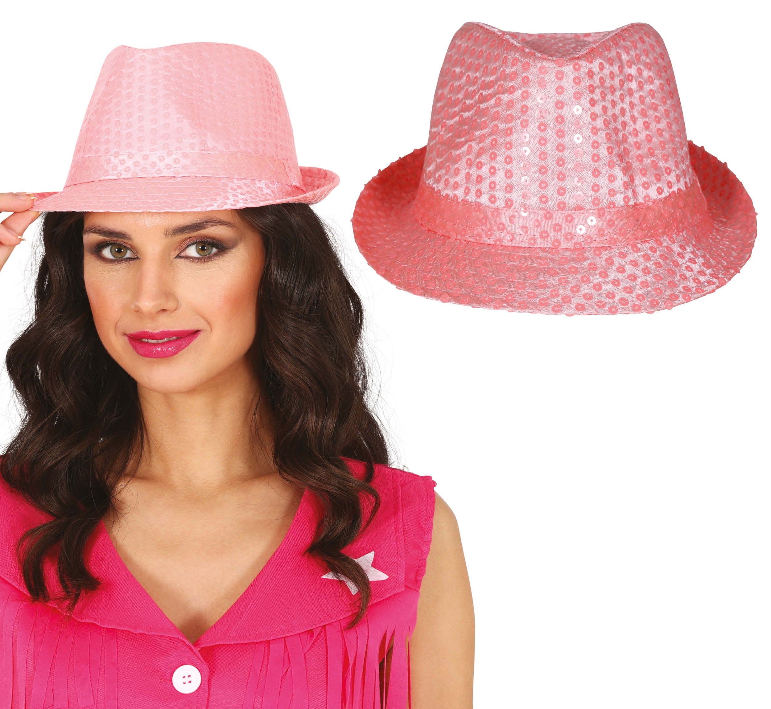 PINK SEQUIN GANGSTER HAT
