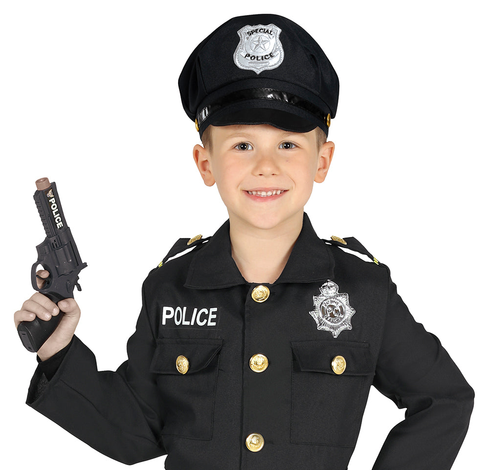 FABRIC POLICE HAT, BLACK, CHILDREN