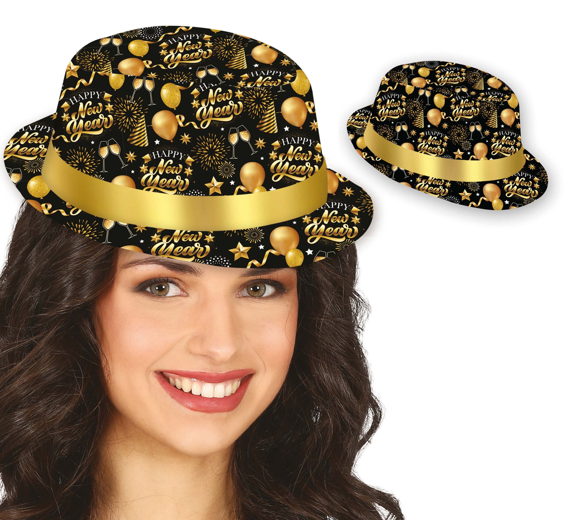 GANGSTER HAT HAPPY NEW YEAR BLACK AND GOLD