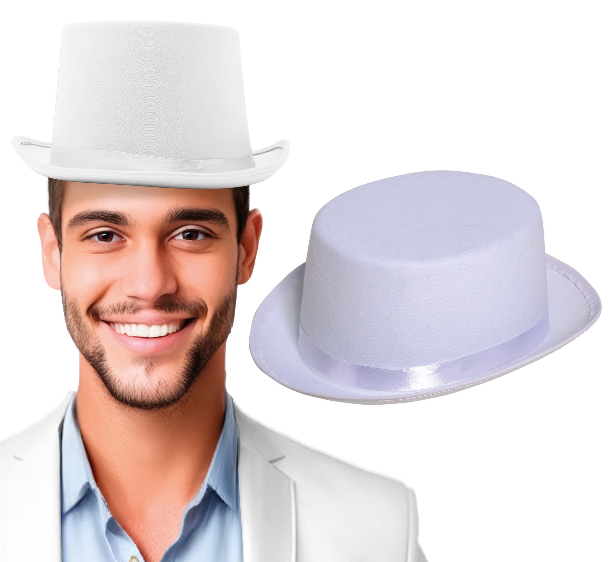 WHITE FELT TOP HAT