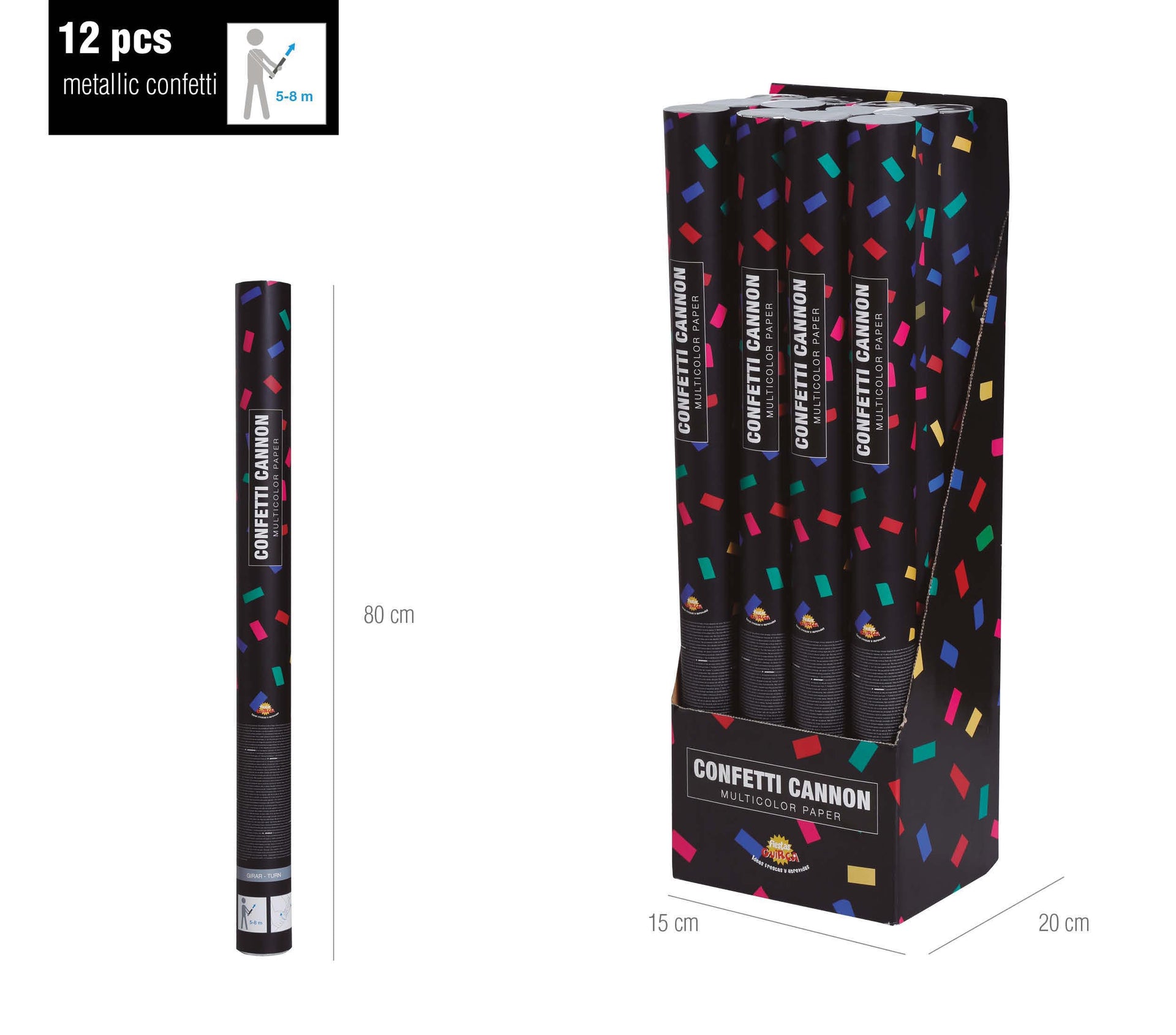 MULTICOLOR CONFETTI CANNON 80 CMS
