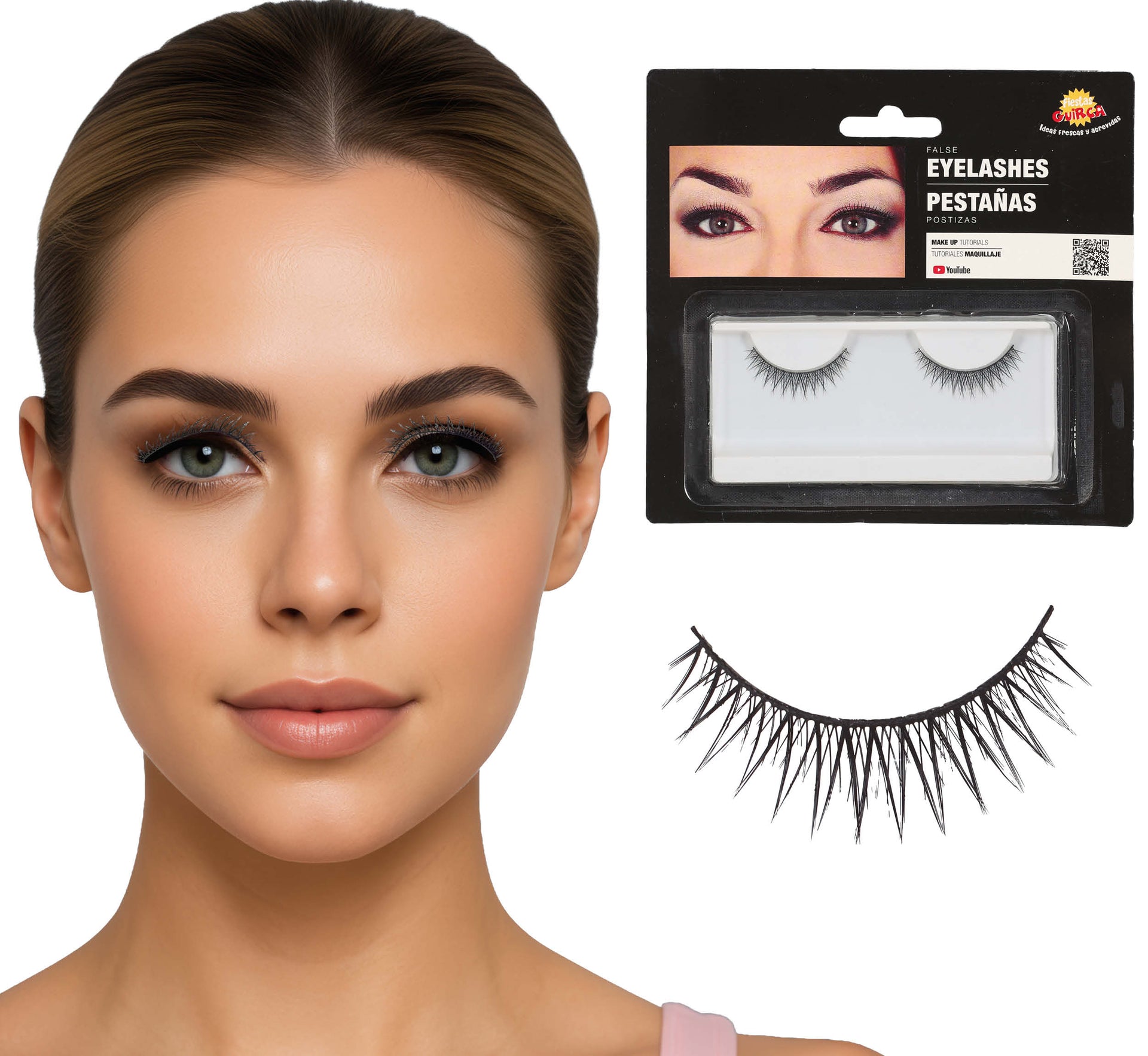 BLACK EYELASHES WITH ADHESIVE