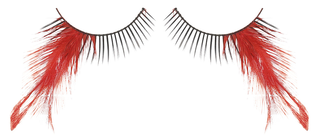 RED FEATHER EYELASHES