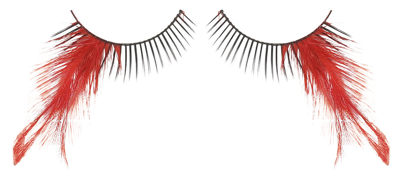 RED FEATHER EYELASHES