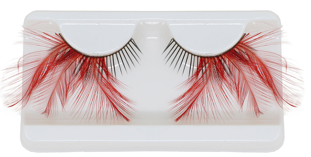 RED FEATHER EYELASHES