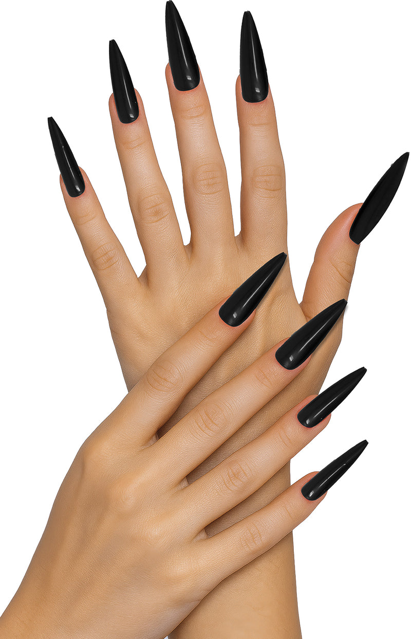 12 BLACK NAILS WITH ADHESIVE
