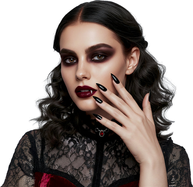 12 BLACK NAILS WITH ADHESIVE