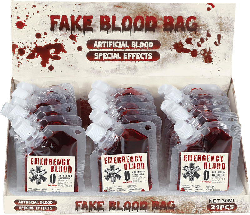 BOX OF 18 BAGS OF BLOOD,30 ML