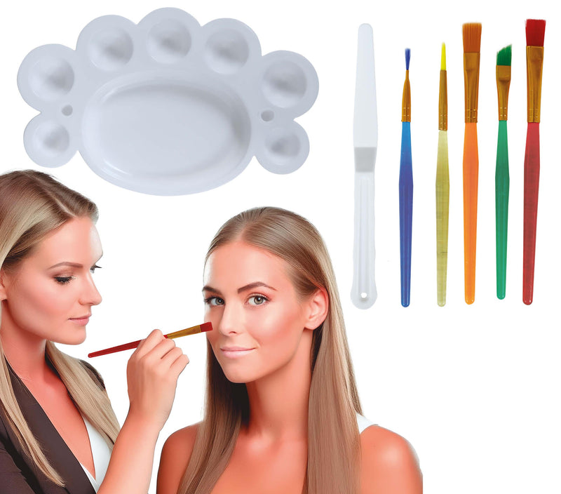 MAKEUP SET WITH 5 BRUSHES, PALETTE AND SPATULA