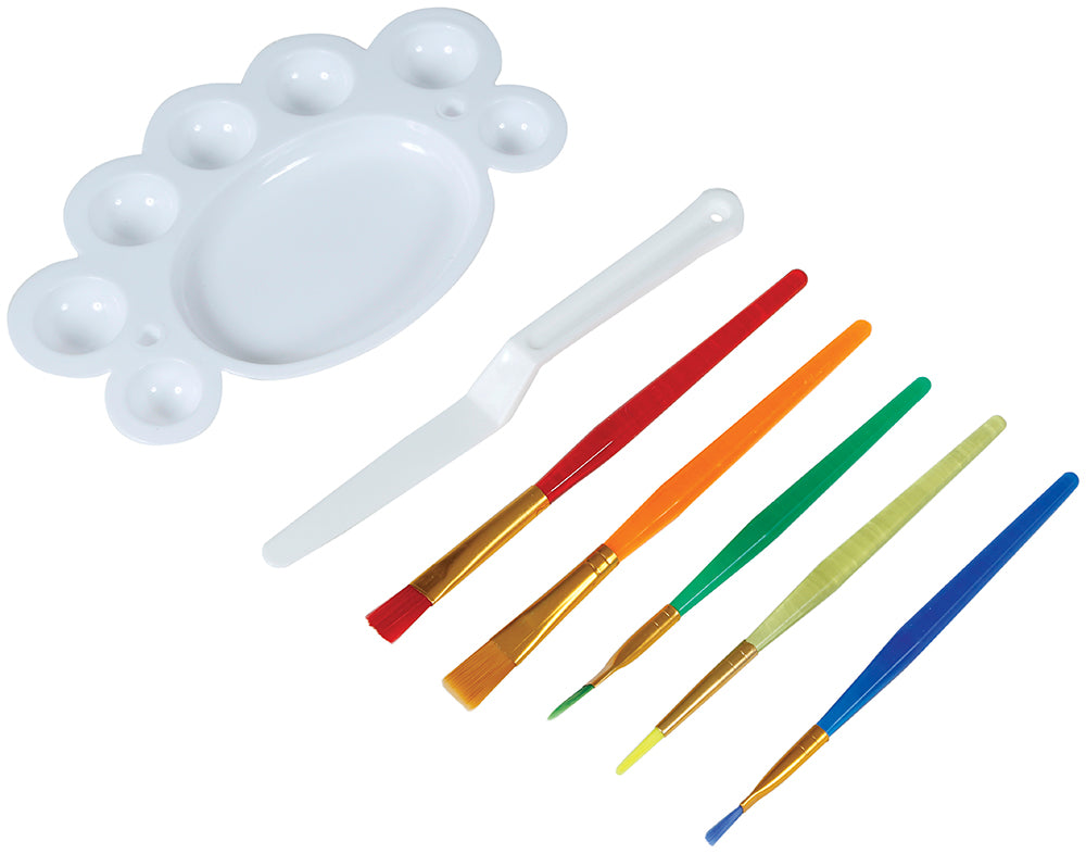 MAKEUP SET WITH 5 BRUSHES, PALETTE AND SPATULA