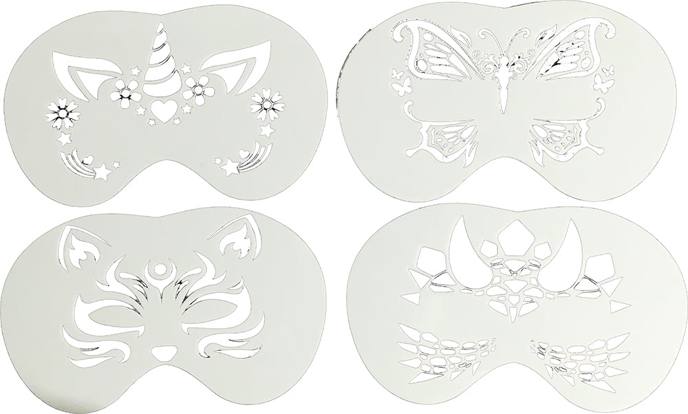 4 ASSORTED MAKEUP STENCILS 5X13.5 CM PVC