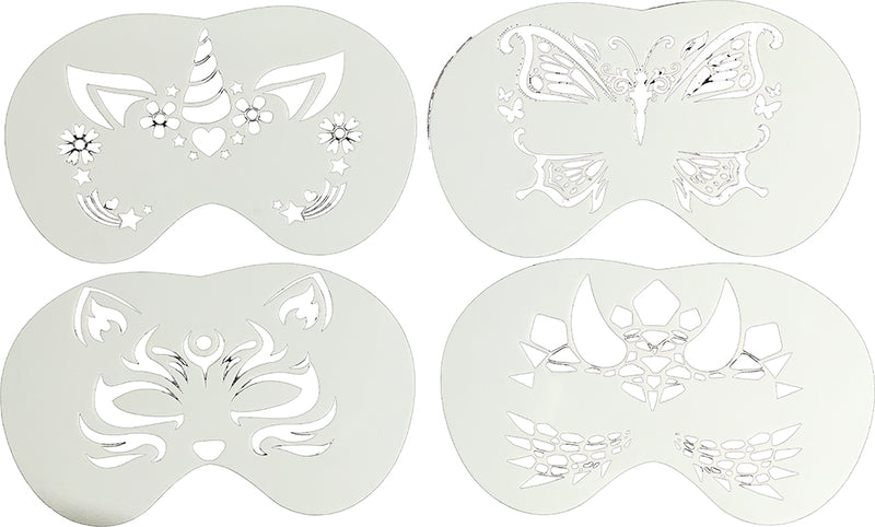 4 ASSORTED MAKEUP STENCILS 5X13.5 CM PVC