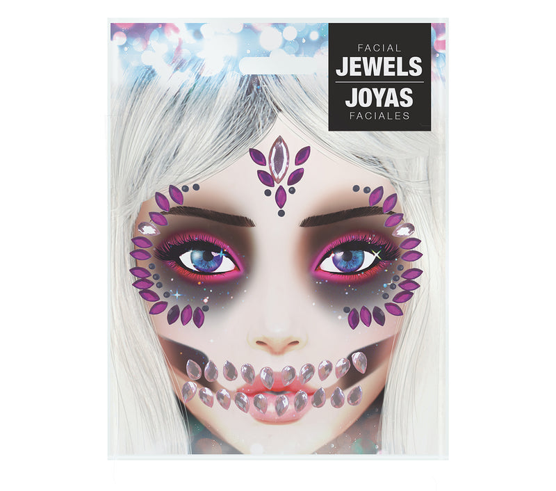 LILAC SKULL FACE GEMS ADHESIVE, 13X15 CM