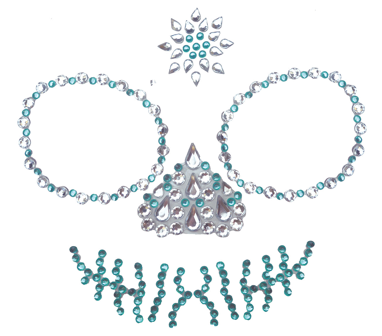 GREEN SKULL FACE GEMS ADHESIVE, 13X15 CM