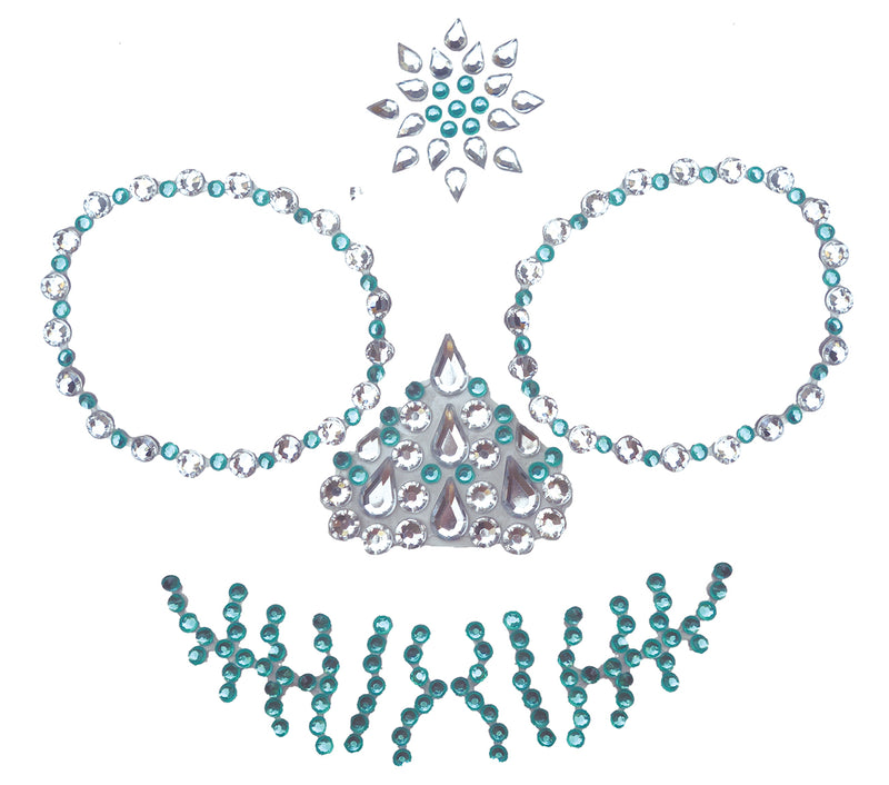 GREEN SKULL FACE GEMS ADHESIVE, 13X15 CM
